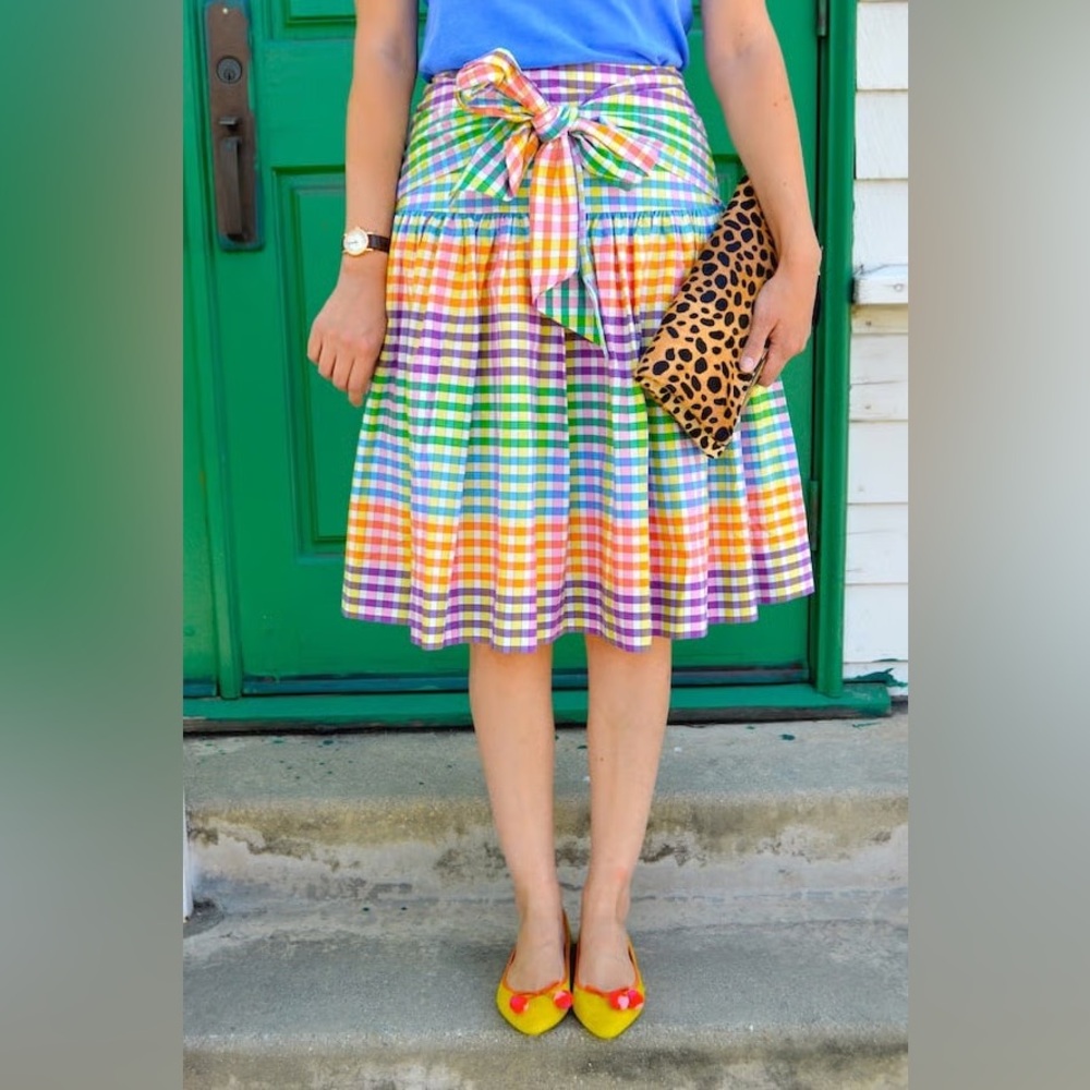 J. Crew Colorful Gingham A-Line Skirt